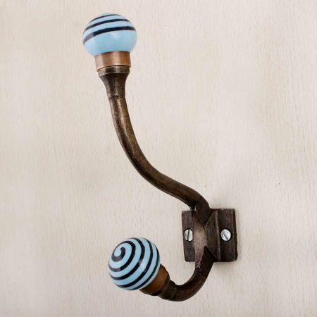 Turquoise Black Strip Iron Hooks-EHG-78
